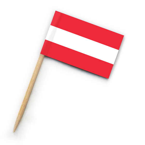 1000 Zahnstocher-Fahnen mit Österreich-Flagge als Partypicker