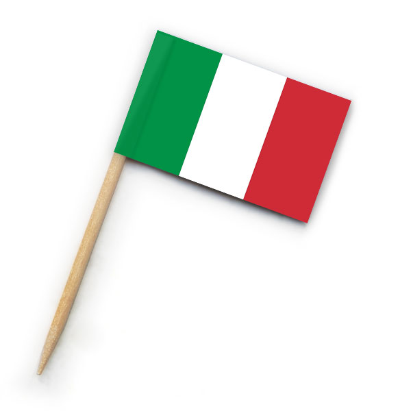 1000 Zahnstocher-Fahnen mit Italien-Flagge als Partypicker